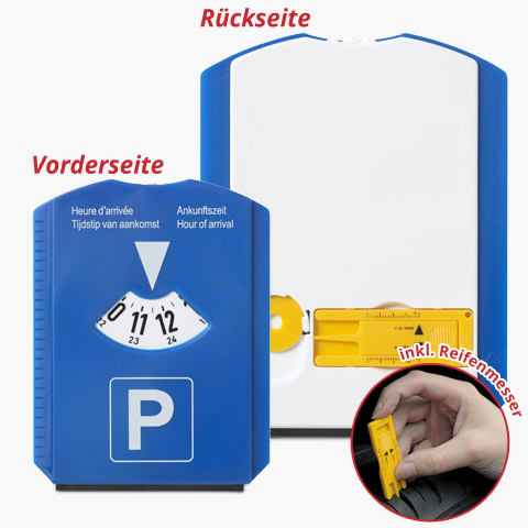 Parkscheibe Reifenmesser Blau