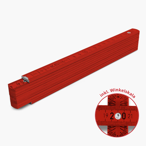 Zollstock farbig Holz - 2 m rot Zollstock farbig Holz - 2 m rot