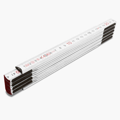 Meterstab Metallbeschlag weiss